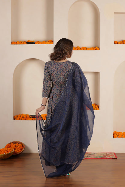 TARA PRINTED COTTON ANGRAKHA SUIT SET