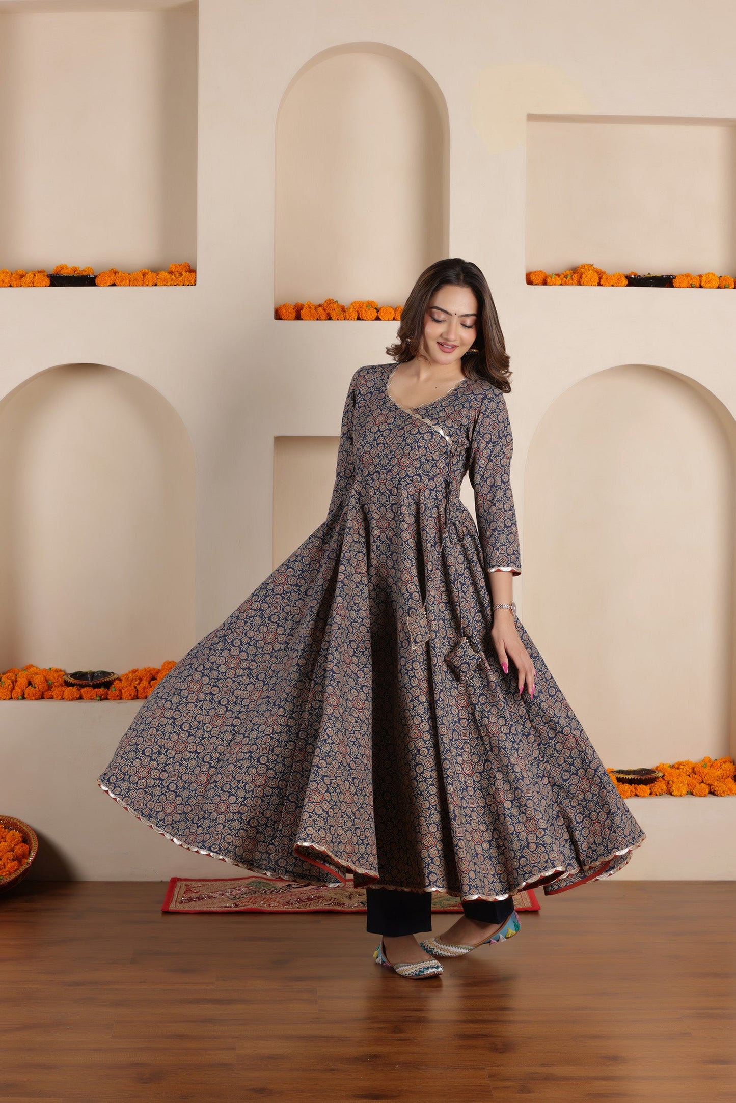 TARA PRINTED COTTON ANGRAKHA SUIT SET