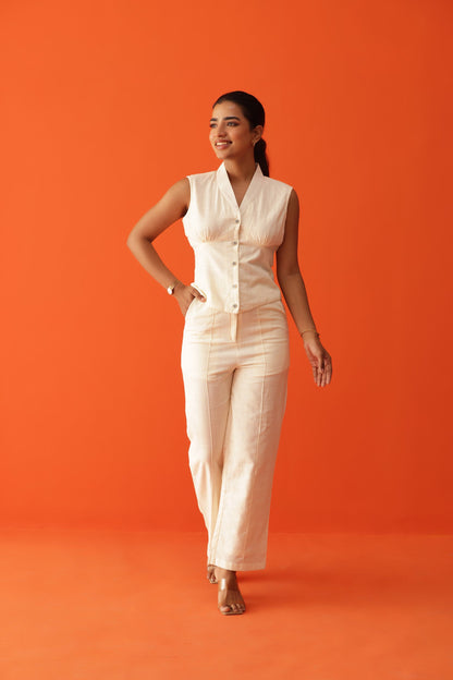 IVORY LINEN COORD SET