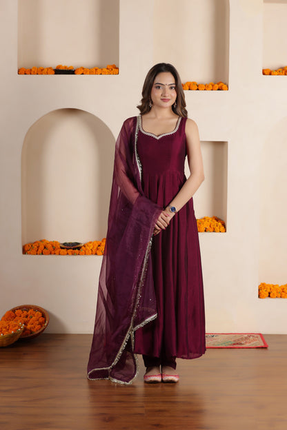 RUHAANI SILK ANARKALI SUIT SET