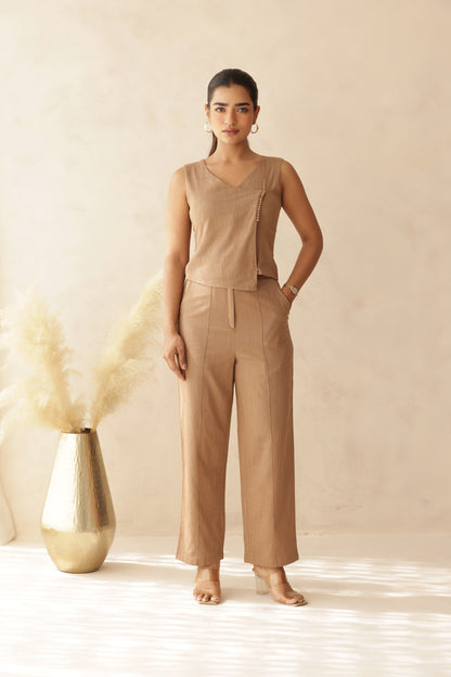 BEIGE LINEN COORD SET