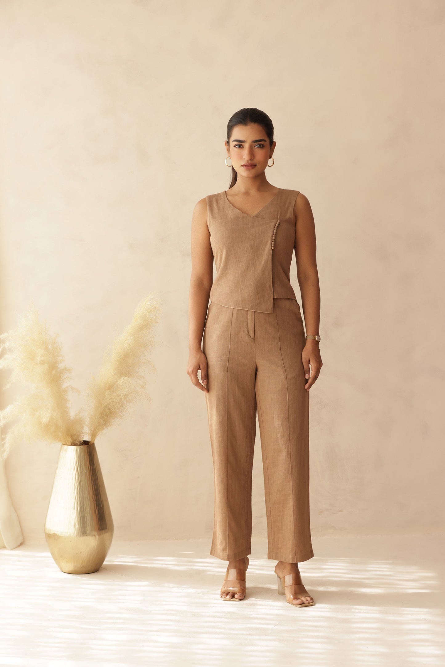 BEIGE LINEN COORD SET