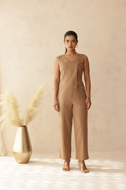 BEIGE LINEN COORD SET