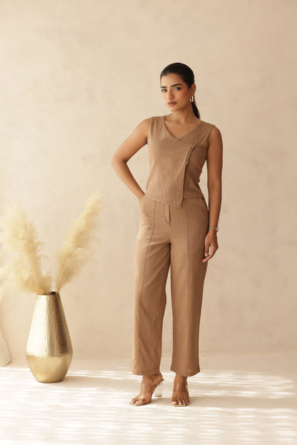 BEIGE LINEN COORD SET