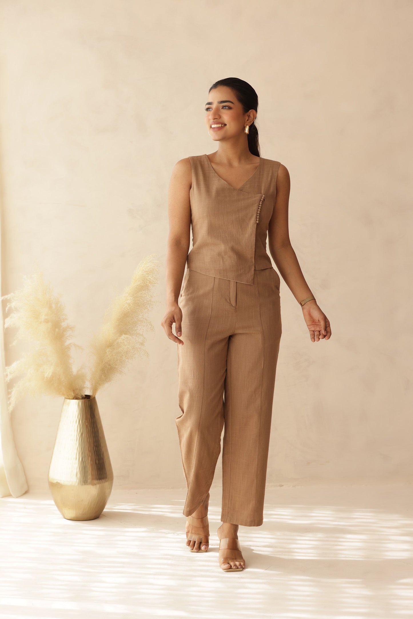 BEIGE LINEN COORD SET