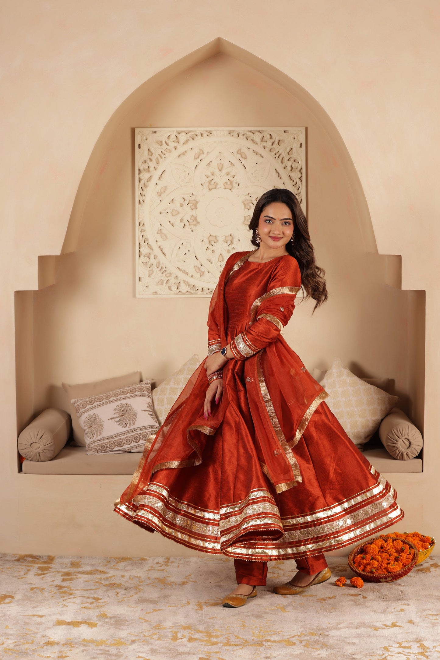 MUMTAZ SILK KALIDAR SUIT SET