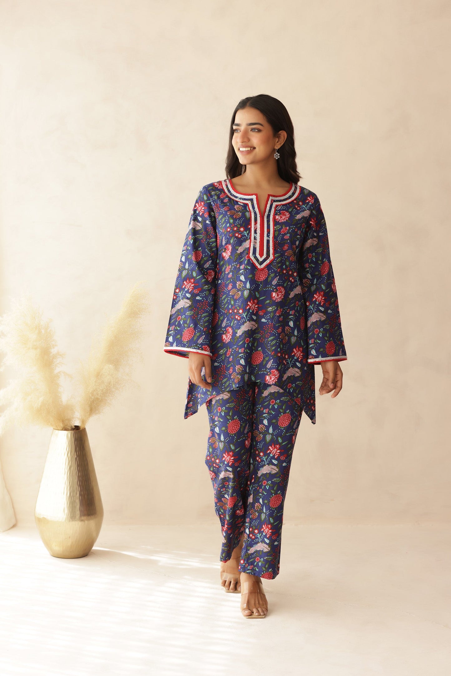 BLUE FLORAL COTTON COORD SET