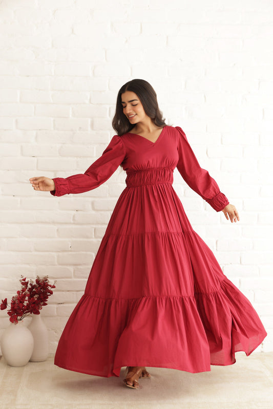 VALENTINE COTTON TIERED DRESS