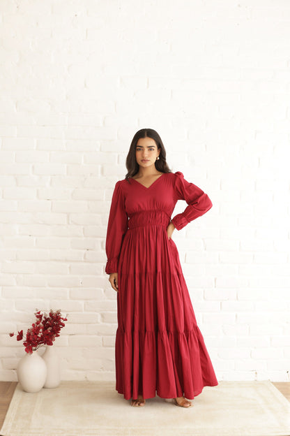 VALENTINE COTTON TIERED DRESS