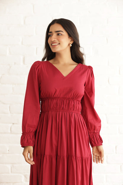 VALENTINE COTTON TIERED DRESS