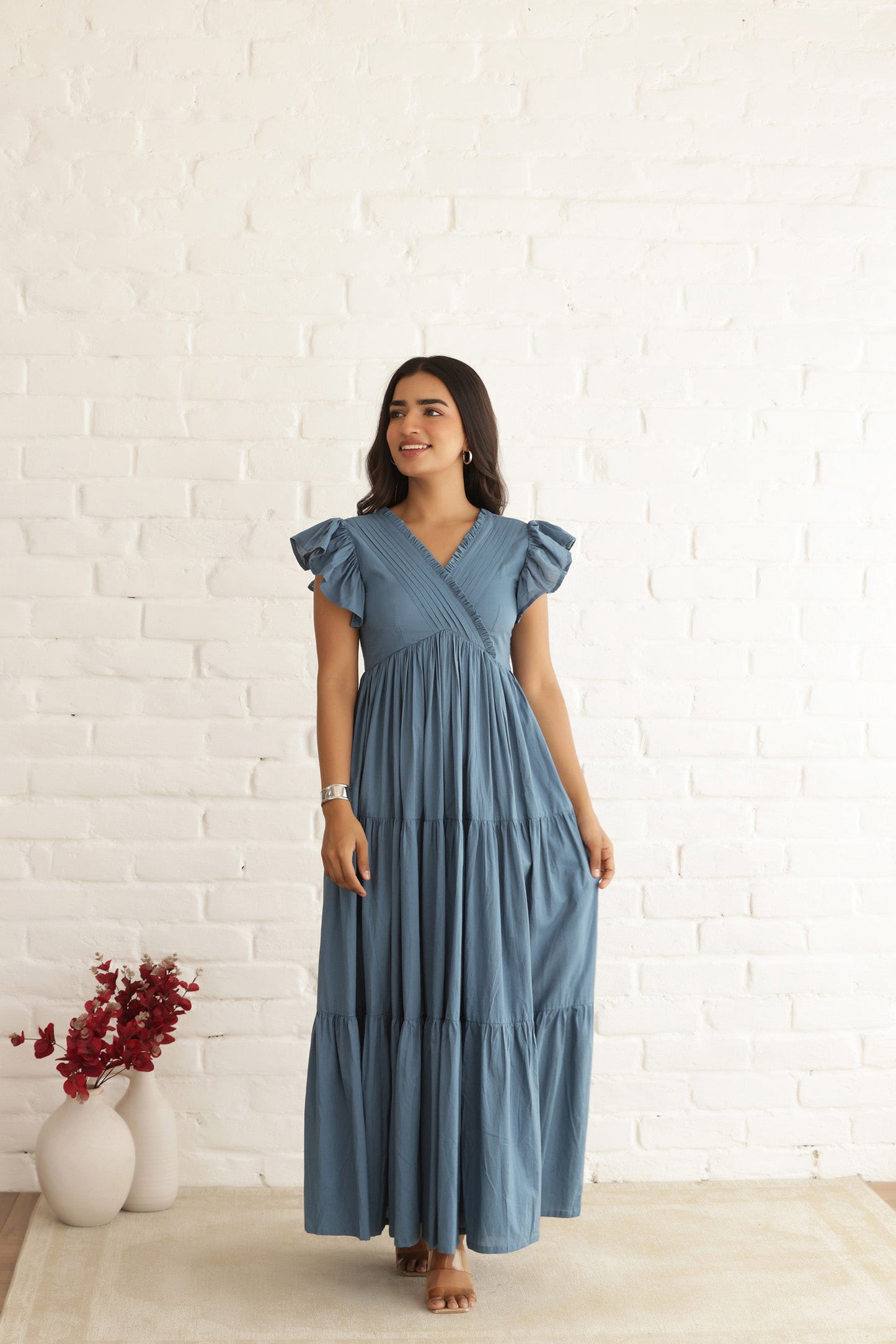 SEABEACH COTTON TIERED DRESS