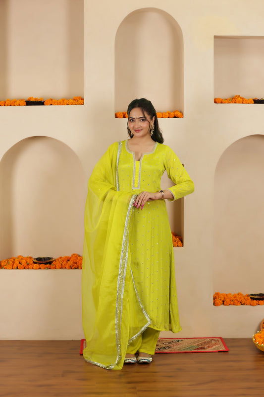 MALLIKA SEQUIN EMBROIDERY SUIT SET