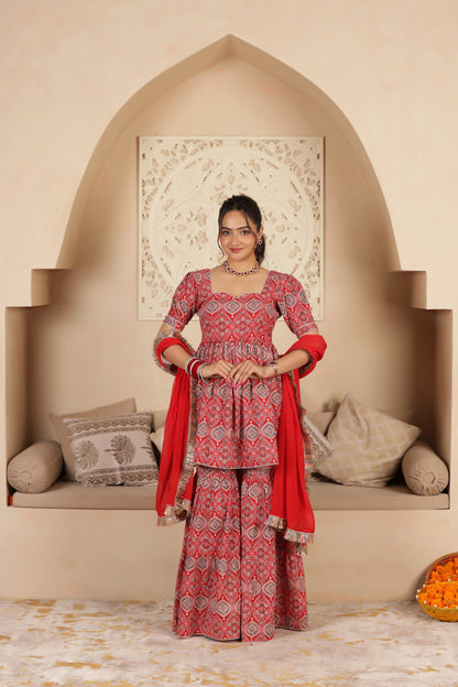 KUMKUM BLOCKPRINT COTTON SHARARA SET