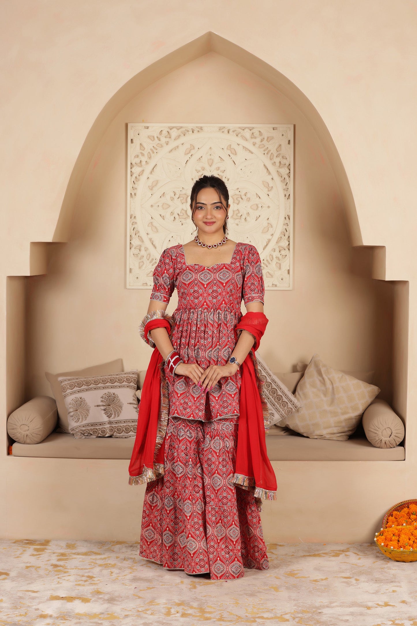 KUMKUM BLOCKPRINT COTTON SHARARA SET