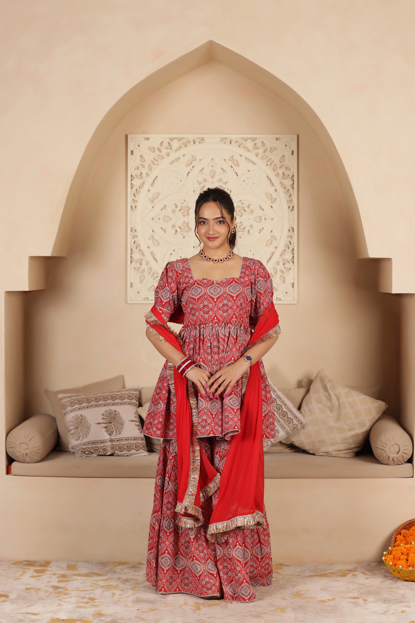 KUMKUM BLOCKPRINT COTTON SHARARA SET