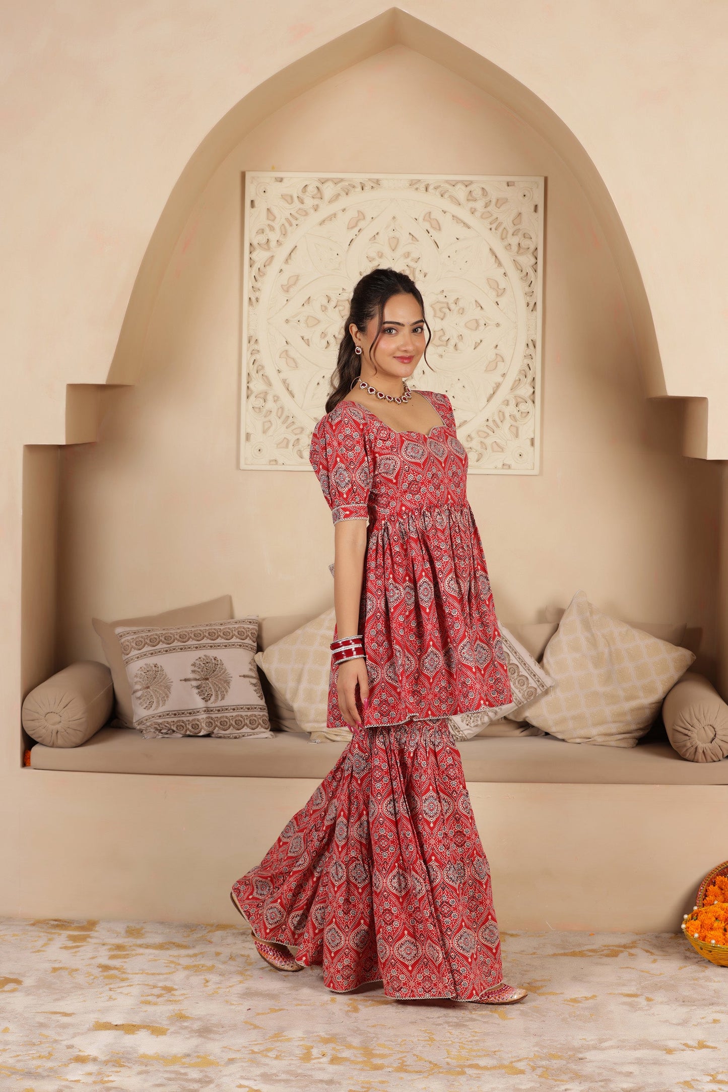 KUMKUM BLOCKPRINT COTTON SHARARA SET