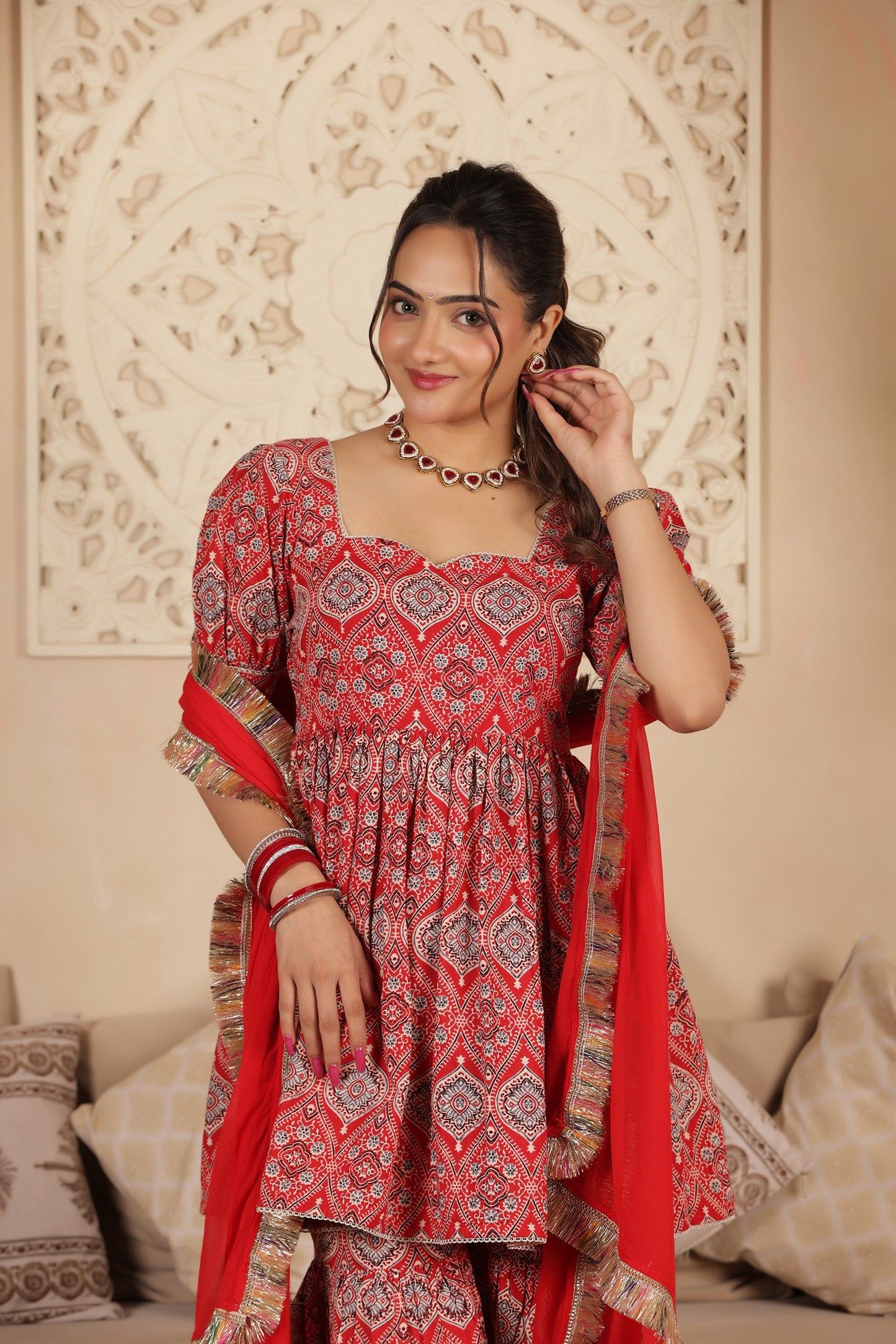 KUMKUM BLOCKPRINT COTTON SHARARA SET