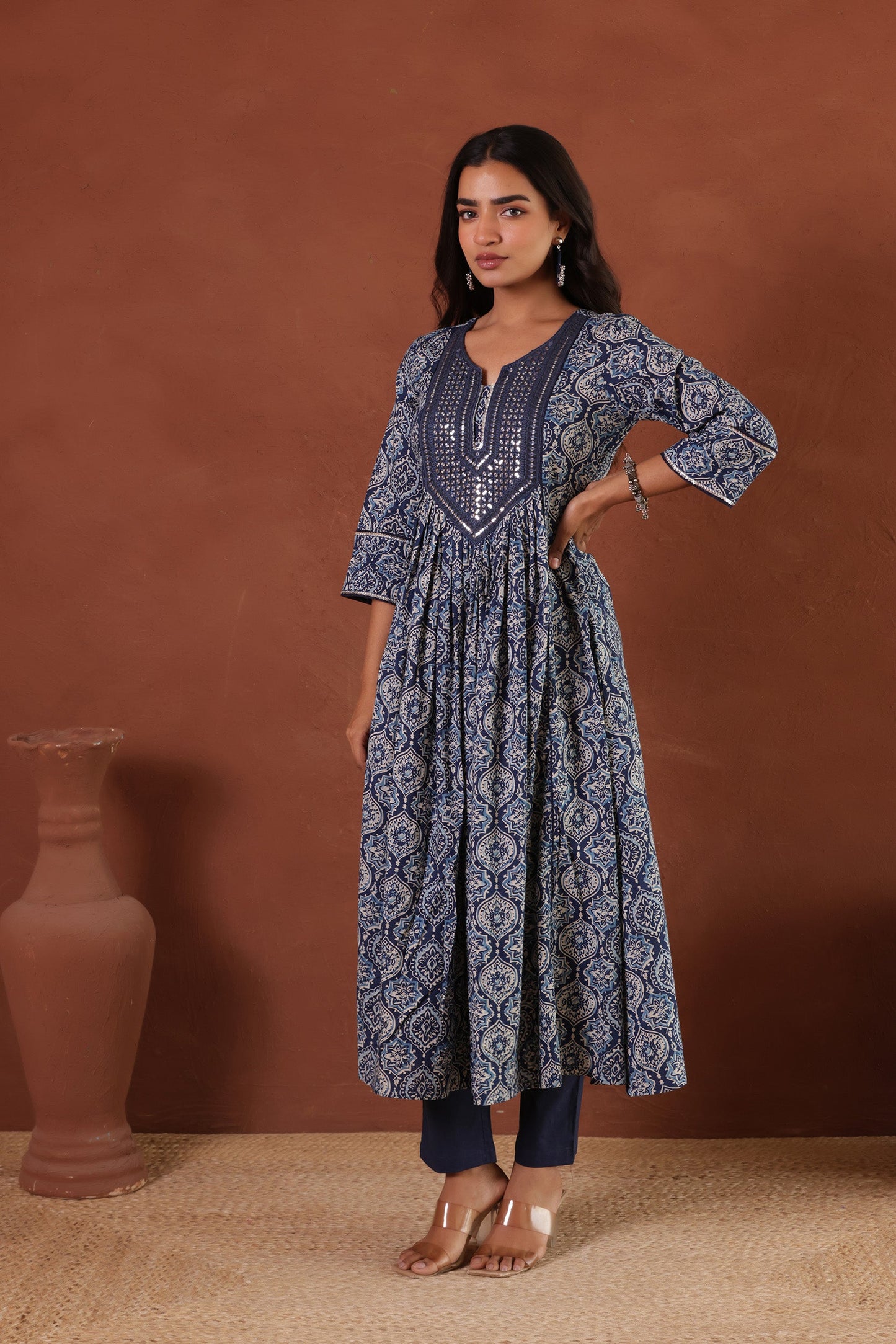 AJRAKH COTTON KURTI PANT SET