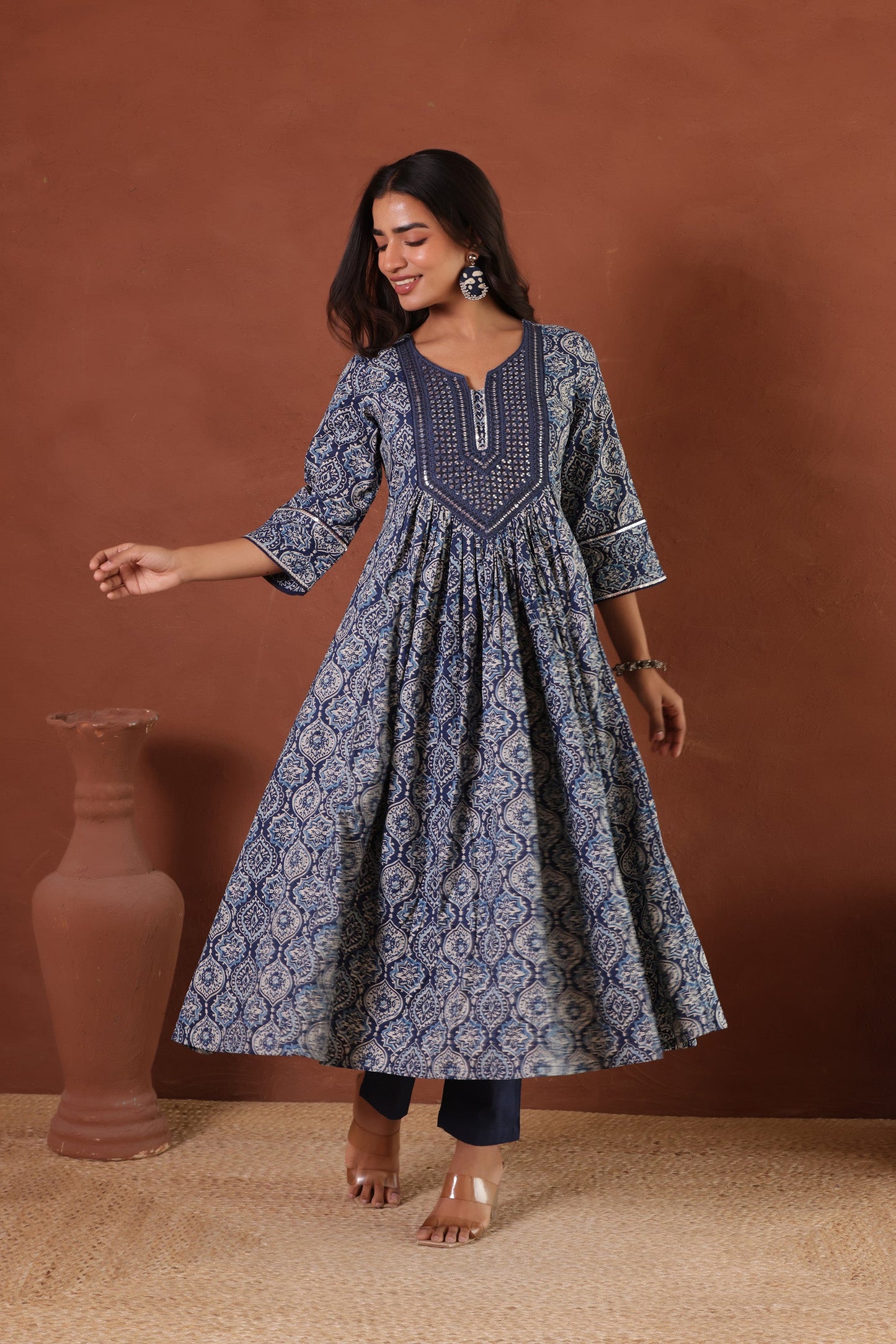 AJRAKH COTTON KURTI PANT SET