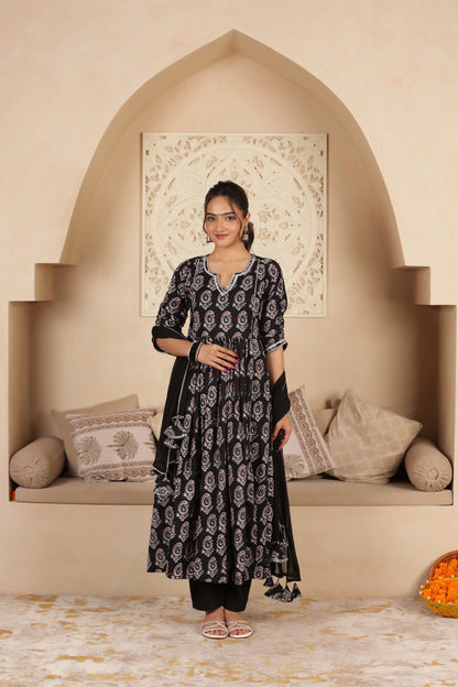 MOHINI AJRAKH ANARKALI SUIT SET