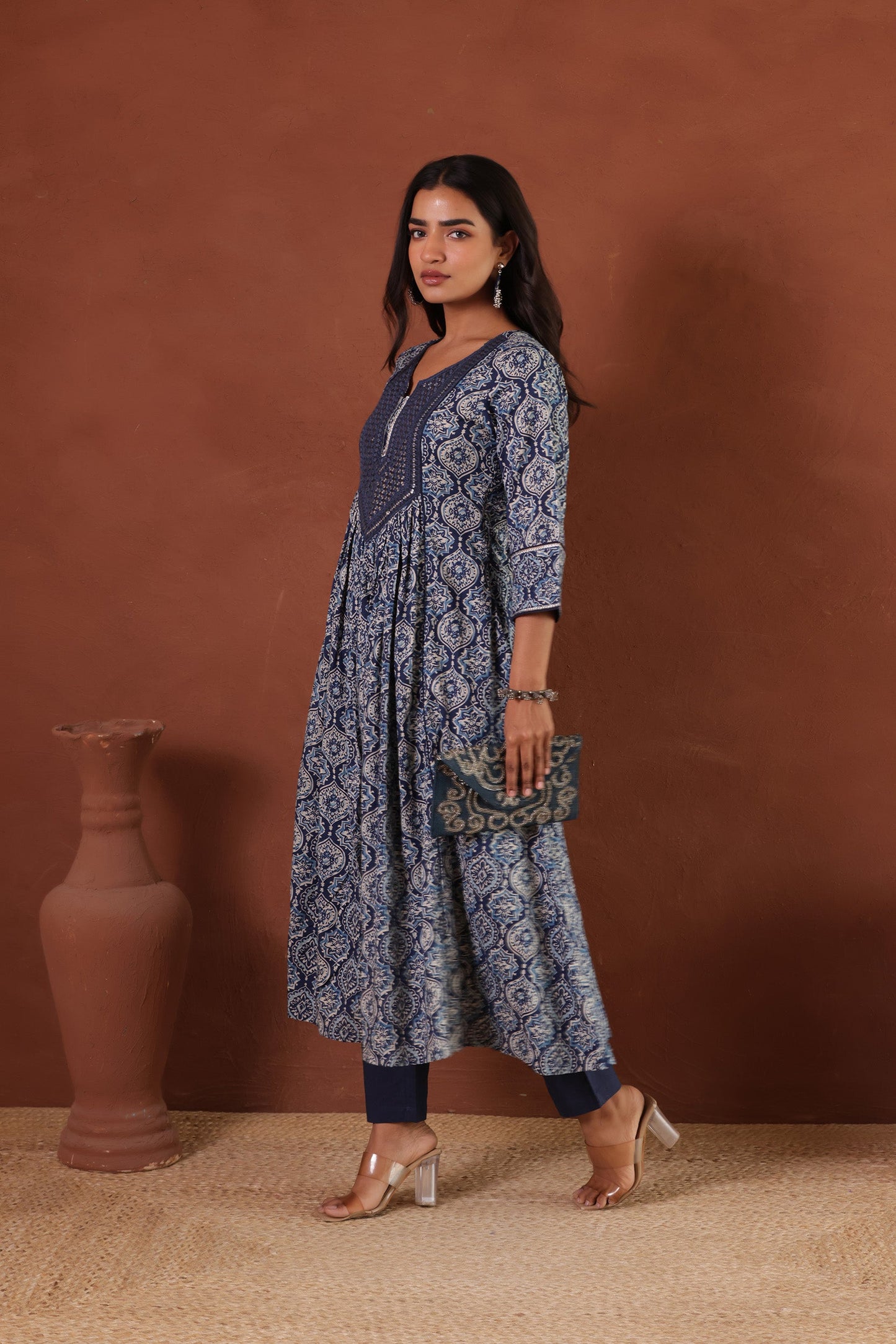 AJRAKH COTTON KURTI PANT SET