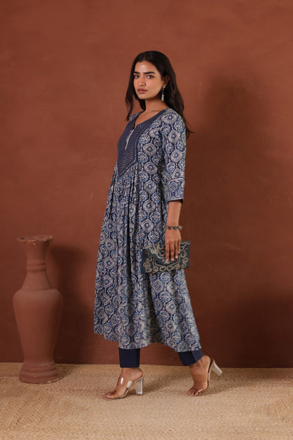 AJRAKH COTTON KURTI PANT SET