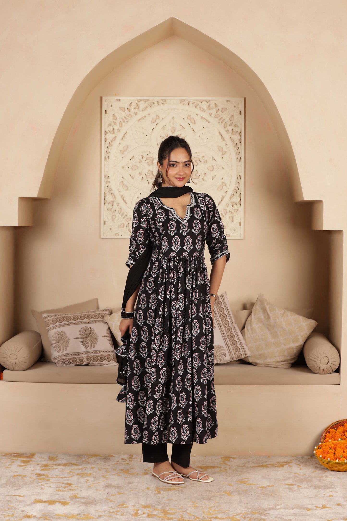 MOHINI AJRAKH ANARKALI SUIT SET
