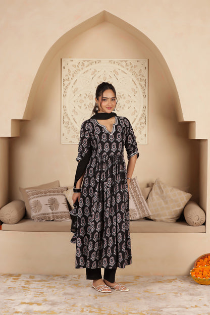 MOHINI AJRAKH ANARKALI SUIT SET