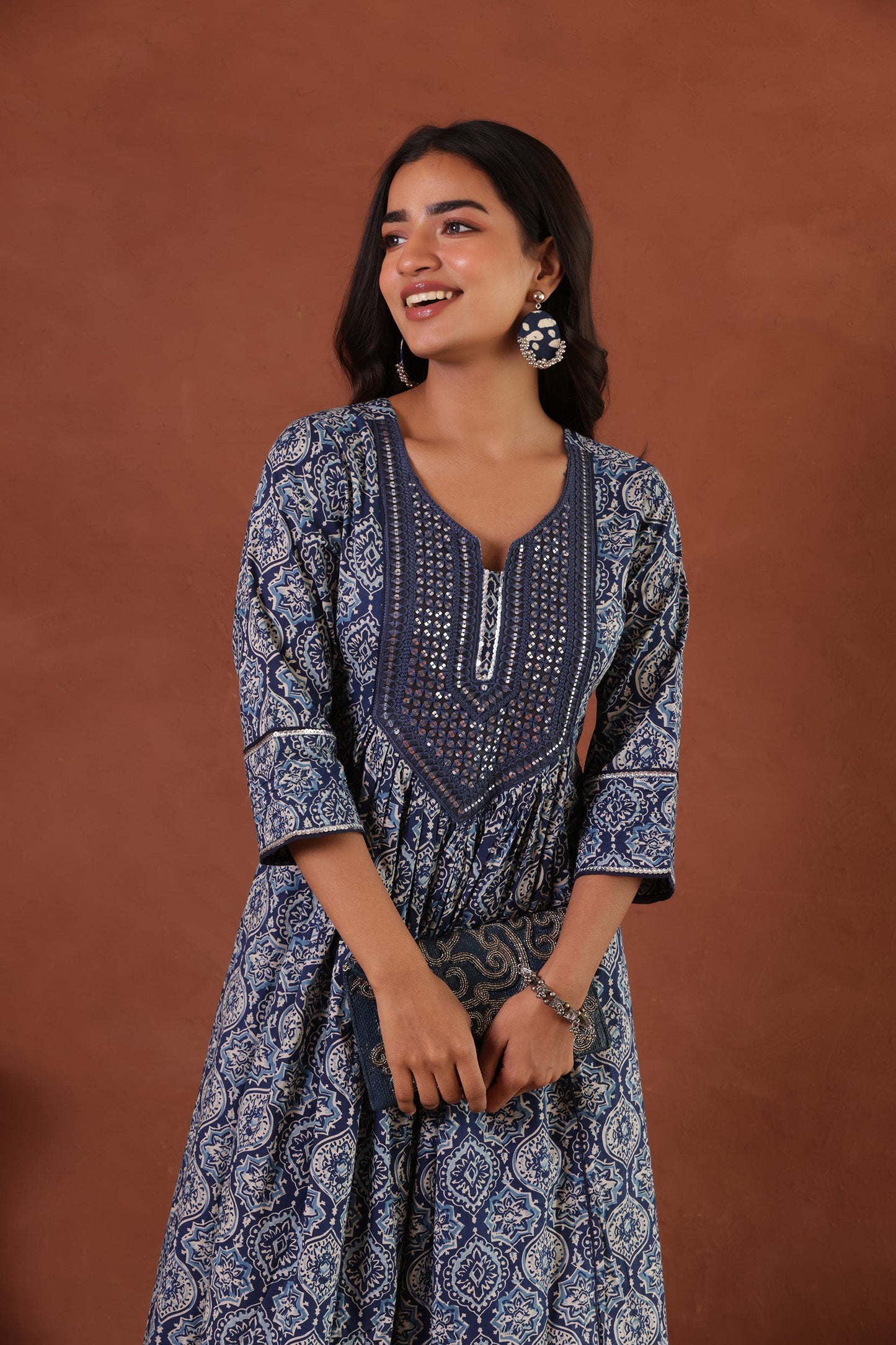 AJRAKH COTTON KURTI PANT SET