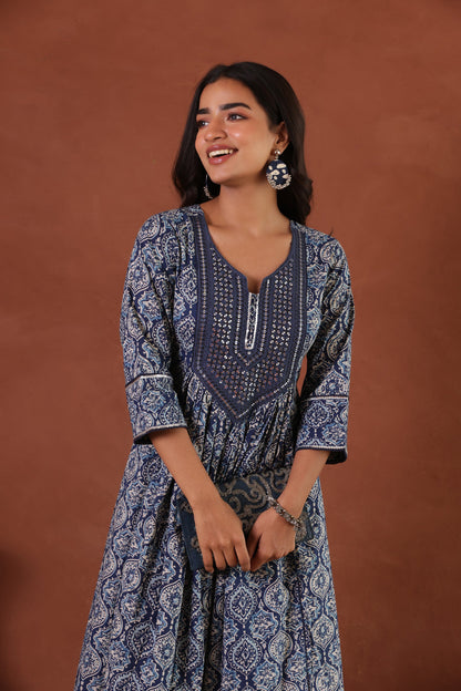 AJRAKH COTTON KURTI PANT SET