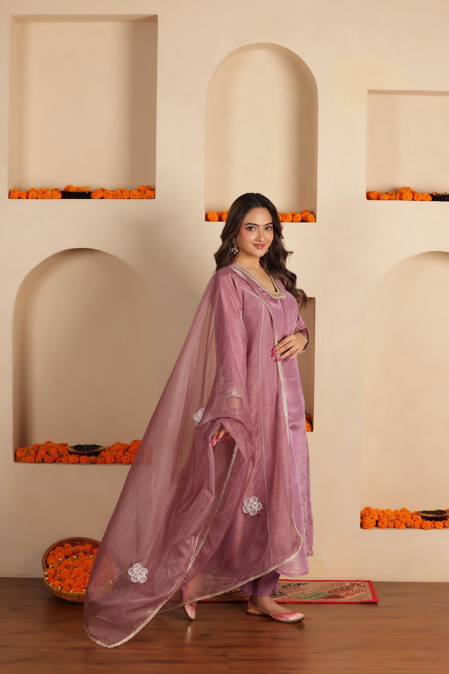 LILAC SILK SHIMMER SUIT SET