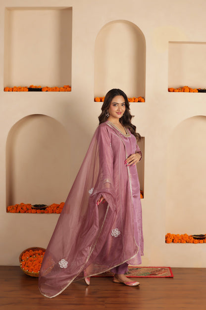 LILAC SILK SHIMMER SUIT SET