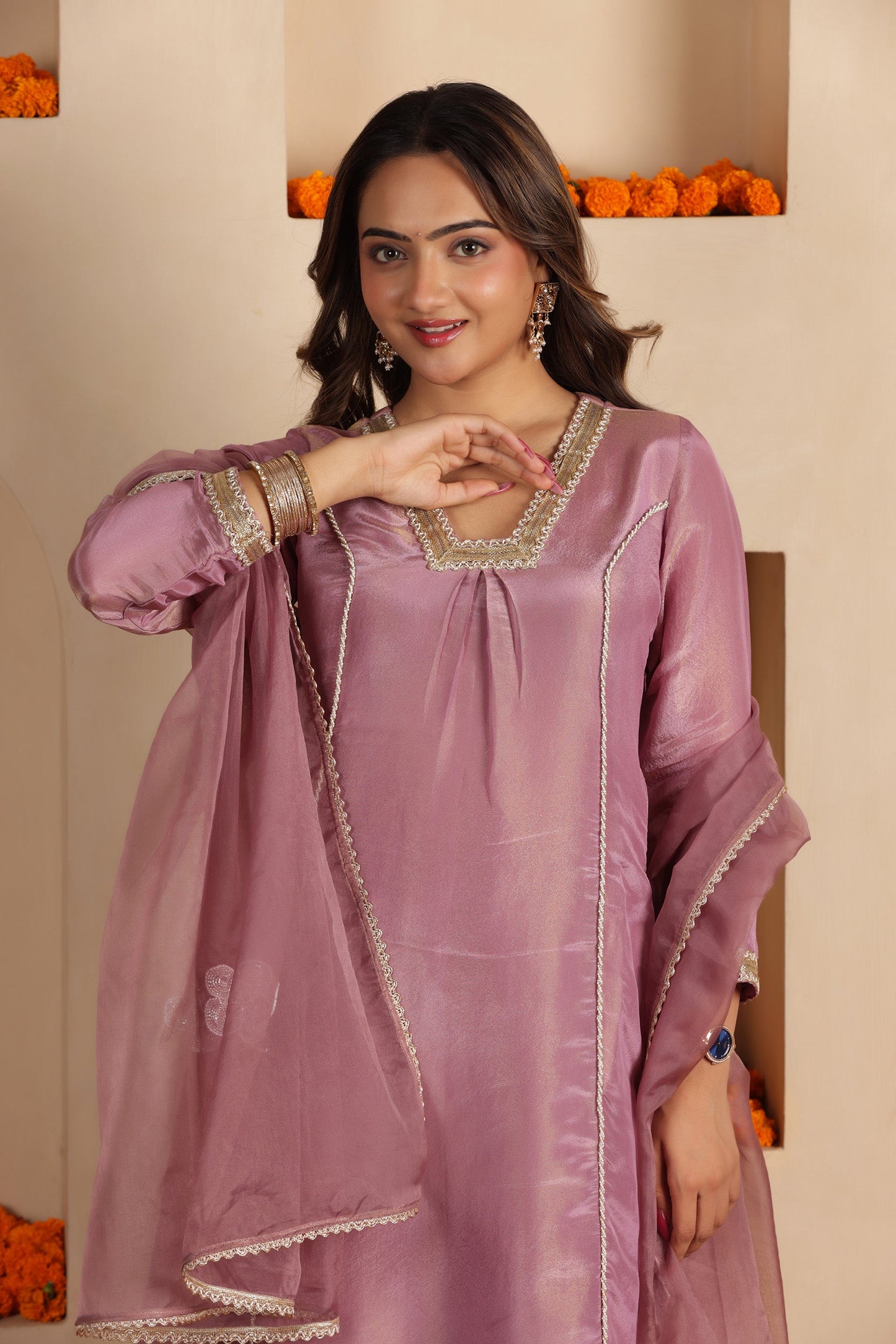 LILAC SILK SHIMMER SUIT SET