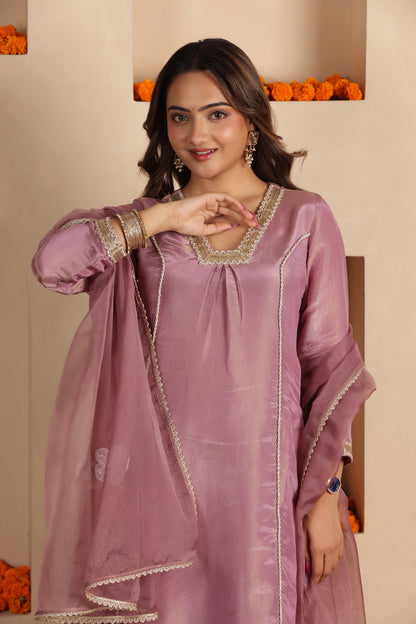 LILAC SILK SHIMMER SUIT SET