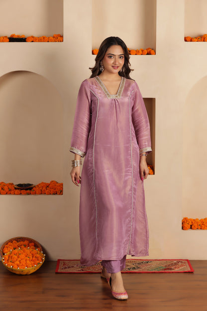 LILAC SILK SHIMMER SUIT SET