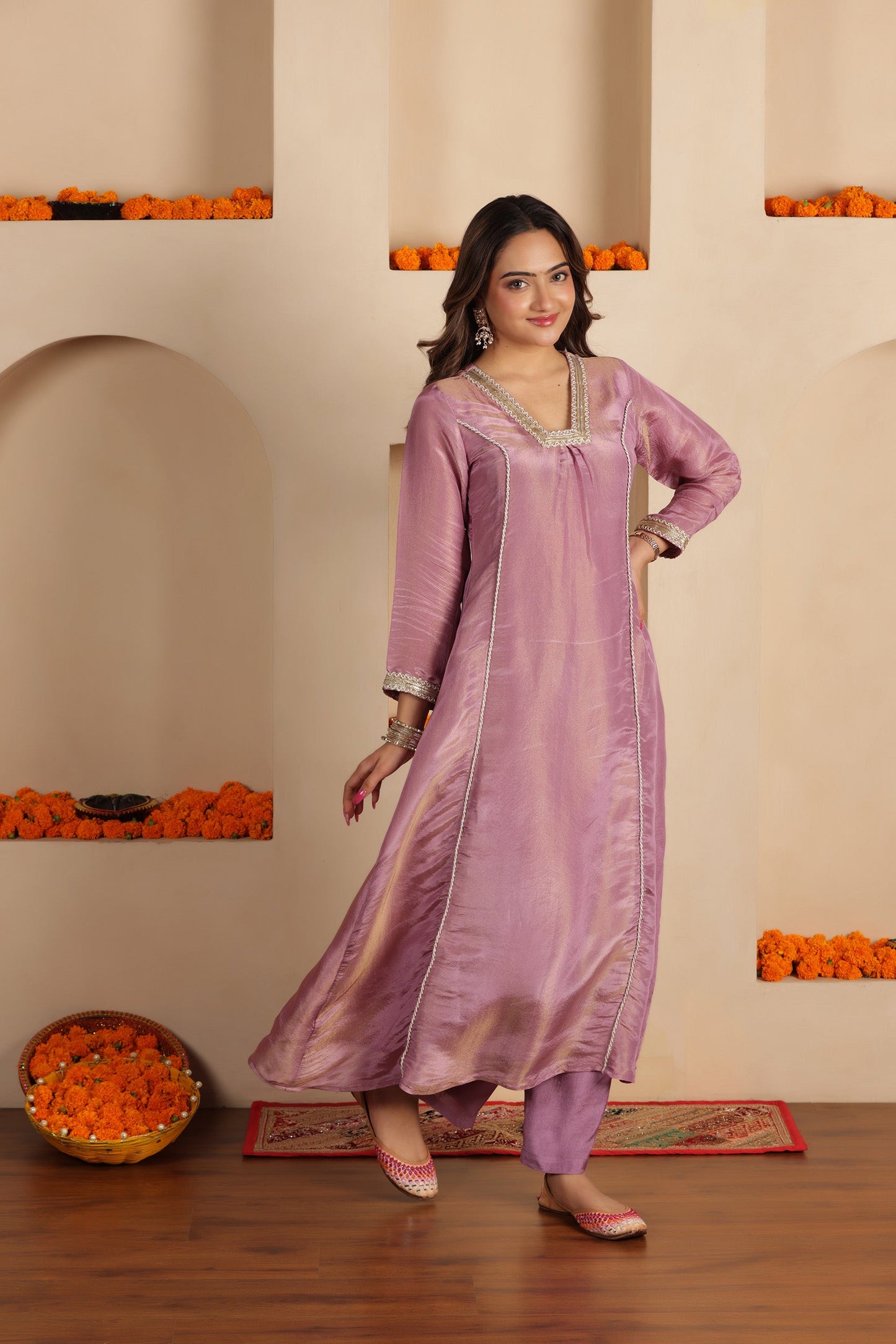 LILAC SILK SHIMMER SUIT SET