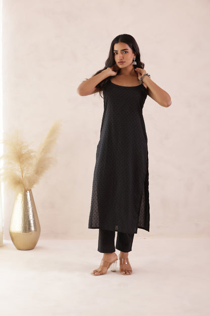 BLACK CASTLE KURTI PANT SET