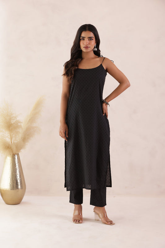 BLACK CASTLE KURTI PANT SET