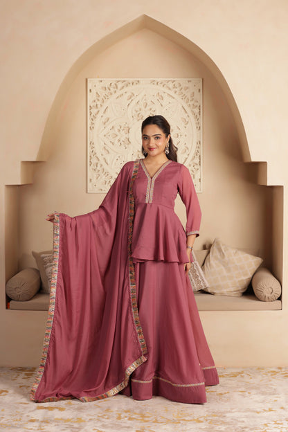 LEELA GEORGETTE KURTI LEHENGA SET