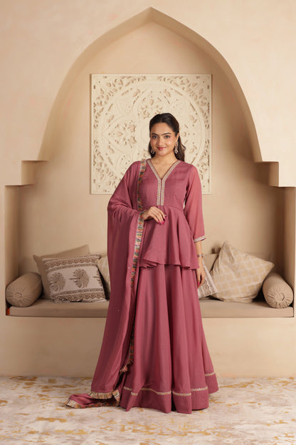 LEELA GEORGETTE KURTI LEHENGA SET