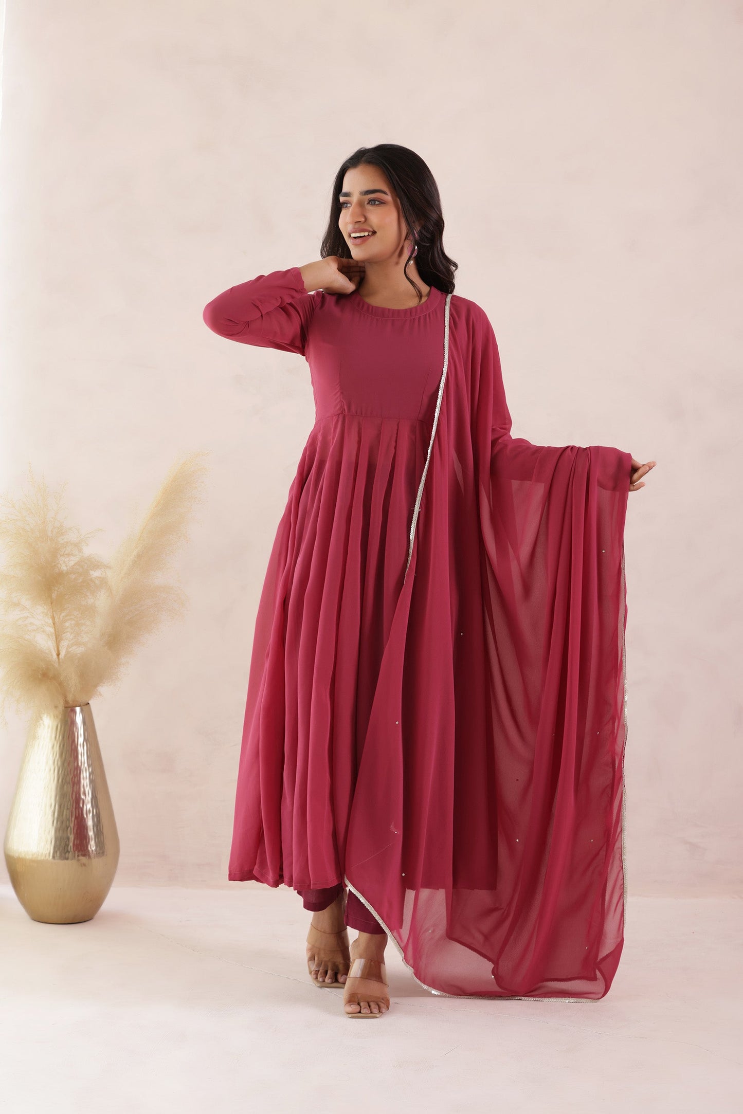 PEACH BLOSSOM ANARKALI SUIT SET