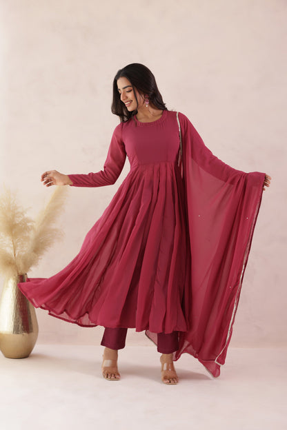 PEACH BLOSSOM ANARKALI SUIT SET