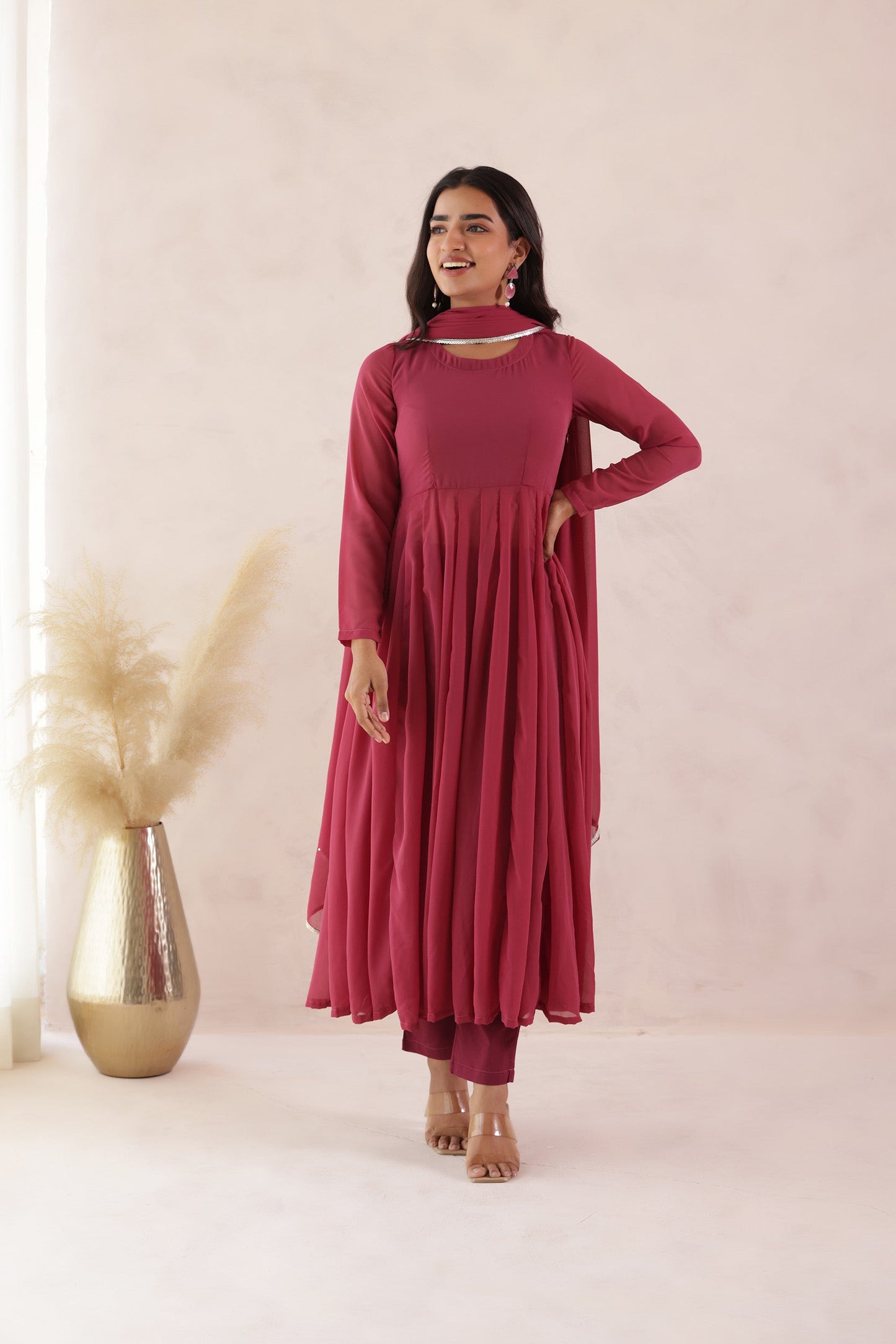 PEACH BLOSSOM ANARKALI SUIT SET