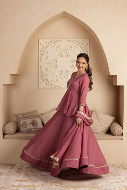 LEELA GEORGETTE KURTI LEHENGA SET