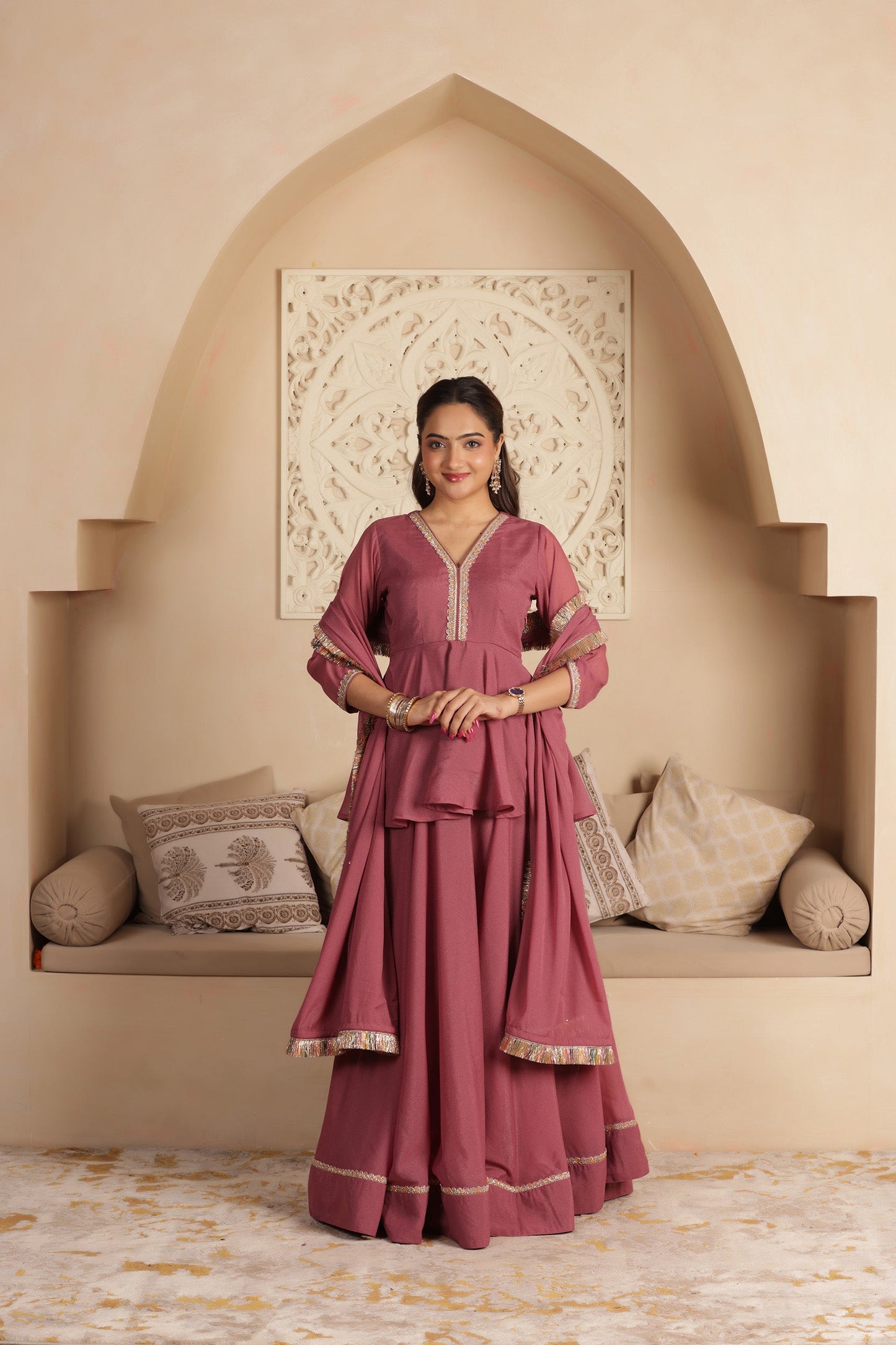 LEELA GEORGETTE KURTI LEHENGA SET