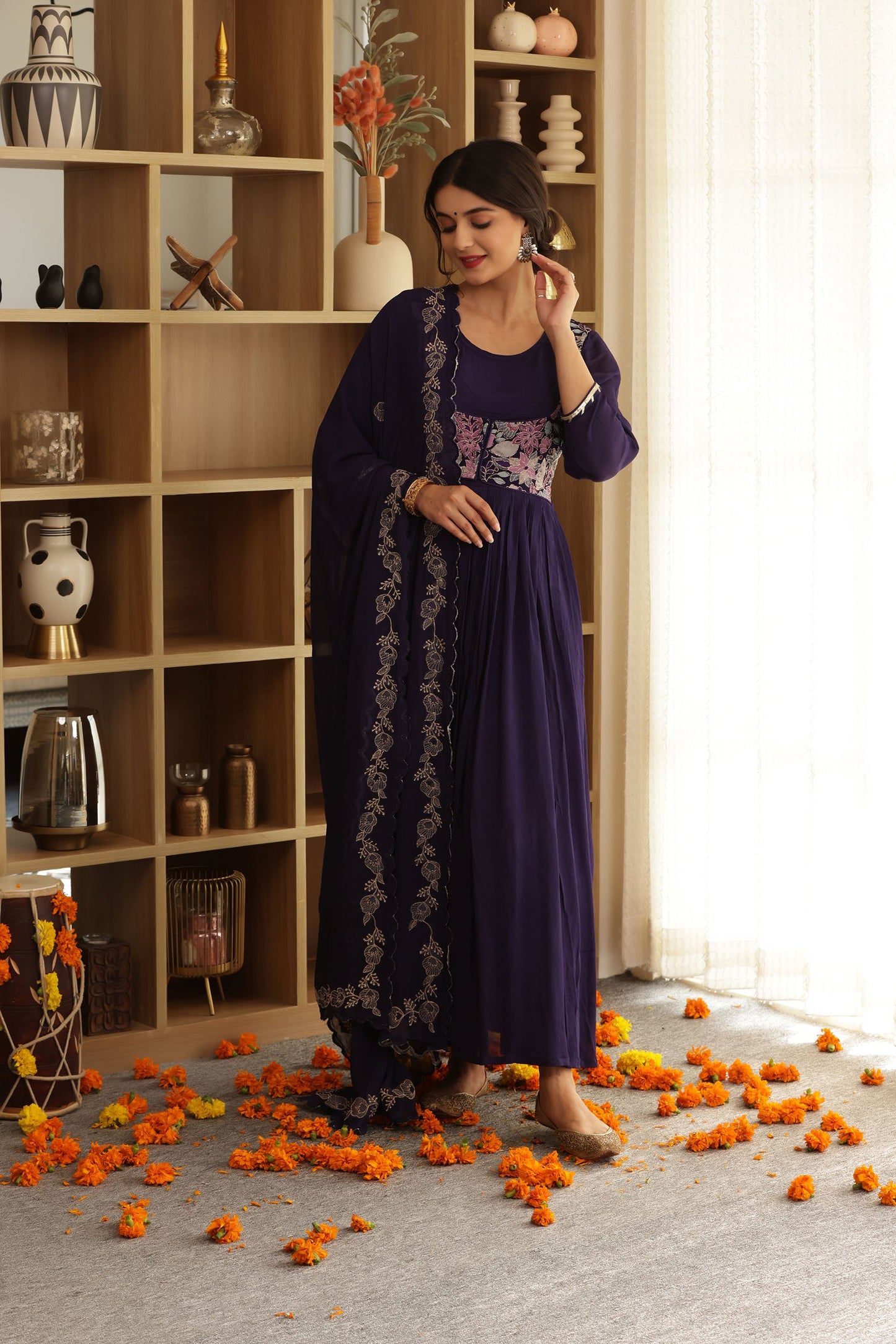 BERRYLUSH ZARI ANARKALI SUIT SET