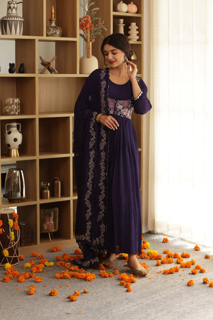 BERRYLUSH ZARI ANARKALI SUIT SET