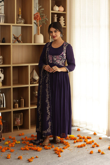 BERRYLUSH ZARI ANARKALI SUIT SET