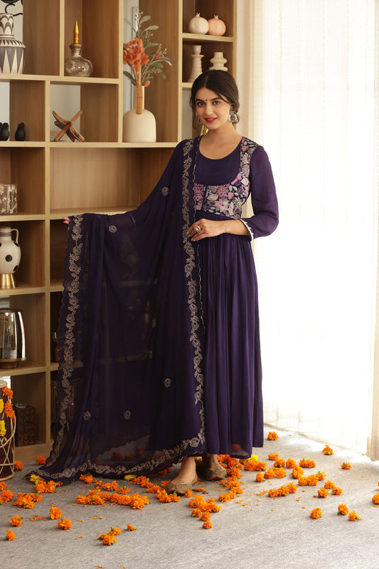 BERRYLUSH ZARI ANARKALI SUIT SET