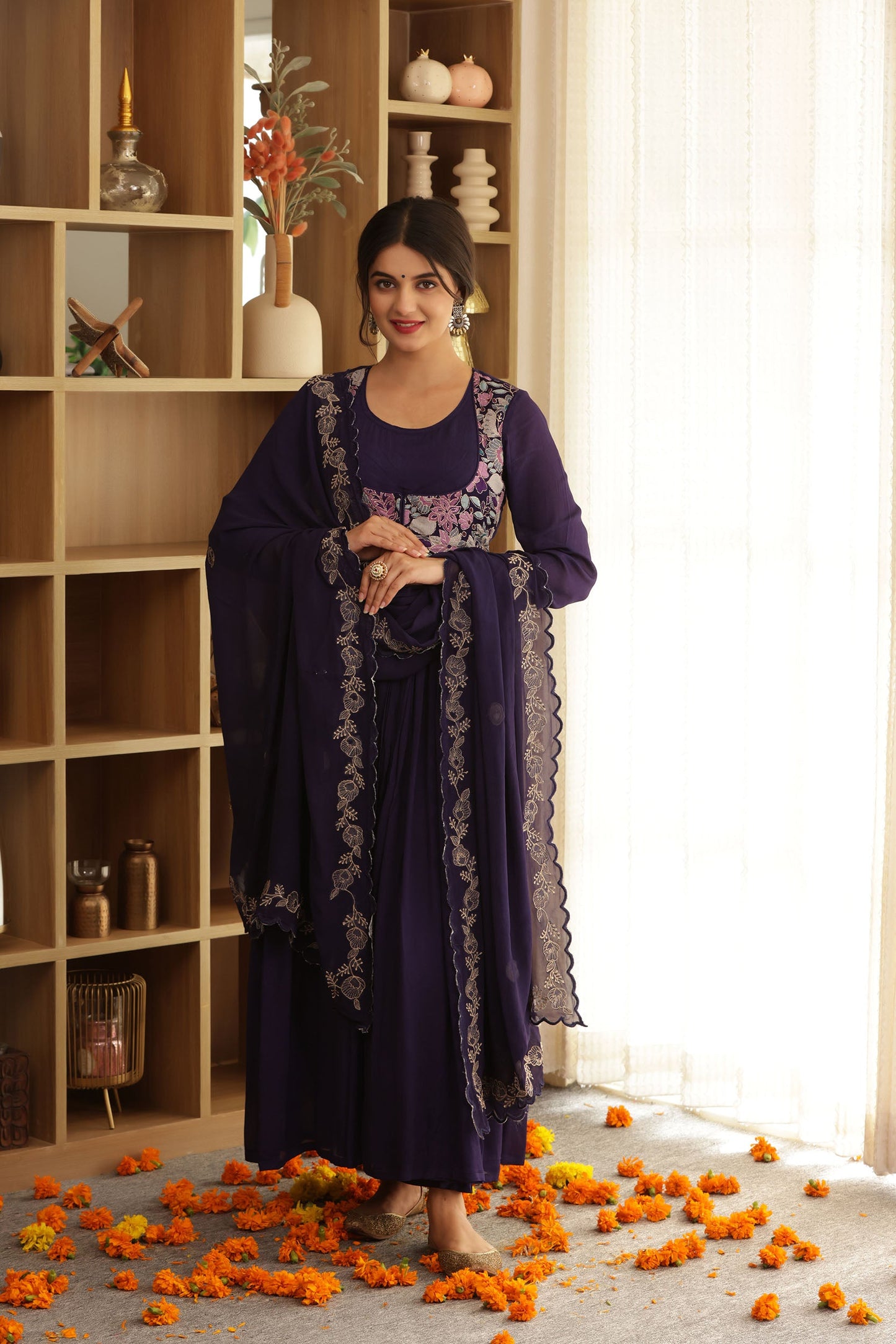 BERRYLUSH ZARI ANARKALI SUIT SET